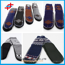 Men Super Thick Indoor Warm Argyle Anti-Slip Stripe Shoe Socks